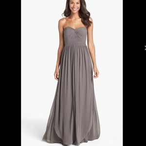 Jenny Yoo Gray Convertible Sweetheart Strapless Chiffon Gown Dress Size 10